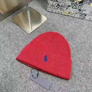 Red Knit Beanie with Logo